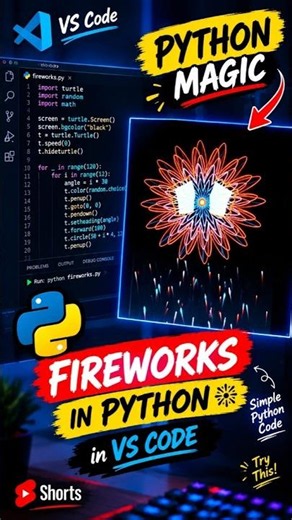 I Made FIREWORKS Using Python 😱🔥 | VS Code Python Project #shorts # #pythontutorial #pysimplegui