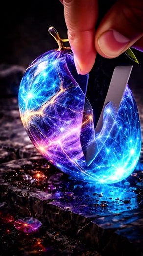 Quantum Glass Mango Cut Into 6 Perfect Pieces ✨🔪 #asmrartist #relax #satisfying #asmrcreator #art