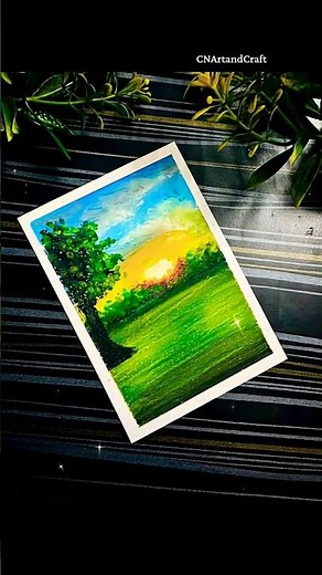 Beautiful Sunset for beginners✨ Easy Drawing for beginner #oilpastel #drawing #short #landscape
