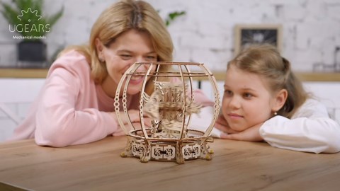 UGEARS Aquarium 3D Wooden Puzzles for Adults - Wooden Model Kits for Adults Mechanical Aquarium Puzzles for Adult Unique Wooden Puzzle Brain Teaser, Hobby Set Home Decoration