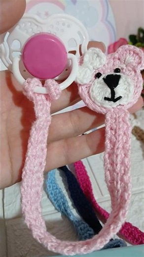 Prendedor de chupeta de crochê 🐻👶🤱