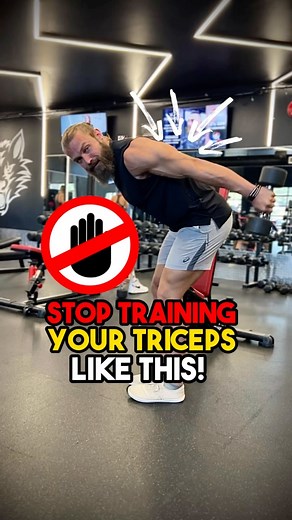 ❌Stop training your triceps like this! . ⚠️Just because you only have access to dumbbells doesn’t mean you can’t get an amazing triceps workout in. . ❗️The key is to understand the resistance profiles and do the right exercises that actually make the triceps work, not the db kickbacks, those are pretty bad. . 👉The triceps to be challenged in the lengthened range need a form of shoulder flexion, so any over head exercise or a skull crusher would do the job. . 👉To overload the shortened range we