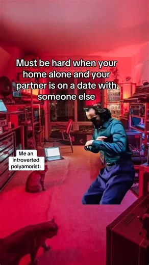 Polyamorous people vary widely in how they spend their time when a partner is with someone else. For those new to polyamory, this transition can be difficult, especially if they’ve built their lives around one person. Many come from patterns of codependence (a dynamic where emotional stability and self-worth depend heavily on a partner’s attention and approval). Without a broader support network or personal anchors, time apart can feel empty or anxiety-inducing. In those moments, it’s common for