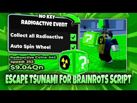 Escape Tsunami For Brainrots Script KEYLESS | AUTO COLLECT COINS, INF RADIOACTIVE COINS & MORE! ☢️🌊
