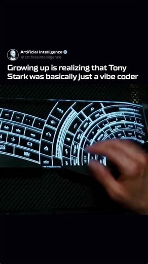 Artificial Intelligence (AI) on Instagram: "“Vibe coding” is a term that only gained popularity recently as AI began reshaping how software is built. Instead of writing every line manually, you work through intent—describing what you want, refining the output, and staying focused on the idea rather than the syntax. That’s essentially how Tony Stark operated: he gave verbal commands, adjusted systems in real time, and let JARVIS handle the technical complexity. He wasn’t typing code; he was direc
