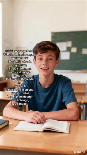 GCSE Language tip: your opening line decides EVERYTHING. Use a hook, then zoom in on one detail to keep the reader locked in. Save this for your next practice paragraph.#gcse #englishlanguage #revision#revisionroom