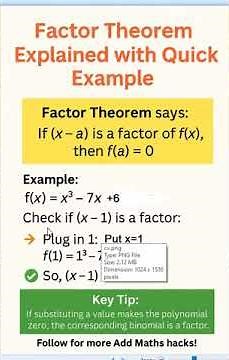 Factor Theorem Explained with a Quick Example#addmath #olevelmaths