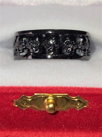 Womens Avant Garde 925 Black Sterling Silver Black Diamond Skull Channel Cluster Wedding Ring R913F-925SS by Art Masters Jewelry #ForYou