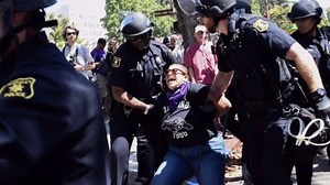 UPDATE: Only one of the the protestors was charged on Tuesday. SFSU student Yesenia Mendez was charged with battery & resisting arrest. The National Lawyers Guild is in court this afternoon fighting for the release of counter demonstrators arrested during Sunday's right wing rally in Berkeley. http://nbcbay.com/LCUx0JL #berkeley #nationallawyersguild | Jodi Hernandez