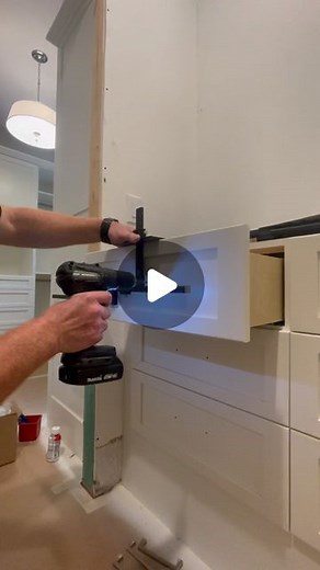 Rustic Grain Designs on Instagram: "Cabinet hardware? This was always a dreaded part for us trying to measure out where to drill the holes for our cabinet hardware until we got the @truepositiontools jig. Set up is quick and easy and makes this process so much better. #cabinets #walkincloset #cabinethardware #cabinetry #cabinetpulls"