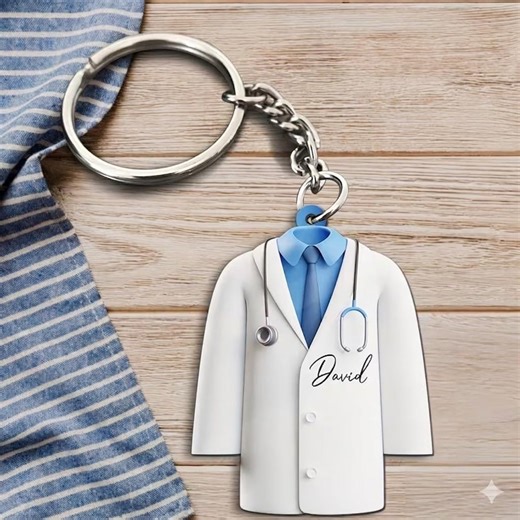 Custom Doctor Name Keychain - Personalized Medical Professional Acrylic Charm - Doctor Graduation Gift - MD DO Healthcare Worker