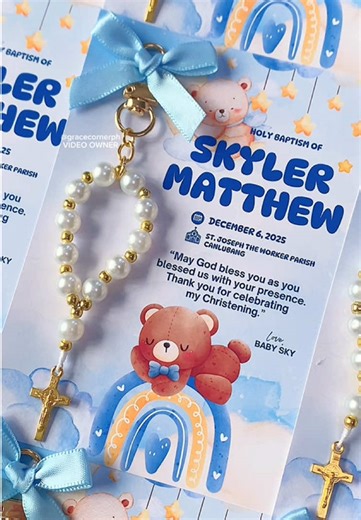 30pcs Mini Rosary Keychain for Skyler Matthew Baptism Souvenir🧸💙✨