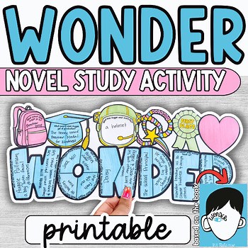 Wonder Novel Study Unit R.J. Palacio, Reading Comprehension, Middle School Craft