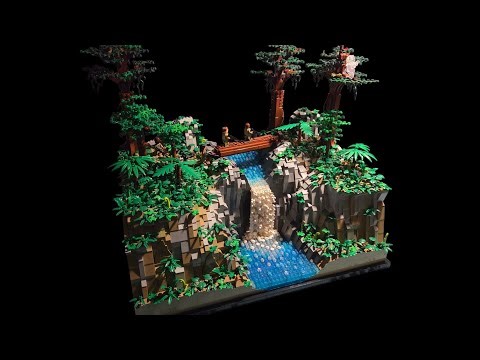 Lego predator moc build with jungle and waterfall