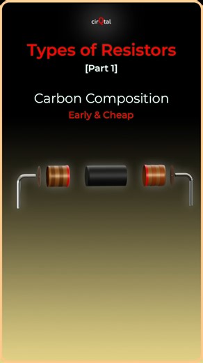 cirQtal on Instagram: "Carbon Composition | Types of Resistors and How They Are Made (Part 1) #shorts #Resistors #Electronics #cirqtal The first mass-used resistors: carbon powder mixed with a binder, shaped into a rod, and baked. Cheap and rugged, but not very accurate — a classic that powered early electronics. #shorts #Resistors #Electronics #cirQtal #Engineering #LearnElectronics #ScienceExplained #Technology #HistoryOfElectronics #ComponentBasics"
