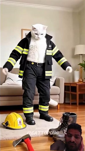 kitten #cat fireman's