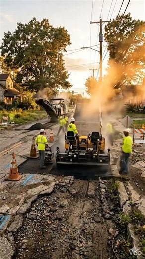 Amazing Road Reconstruction Transformation🔥#timelapse #constructiontimelapse#satisfying#construction