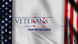 Thank you veterans day animation with five stars and gray background. Thank you Veterans for your service. 4k