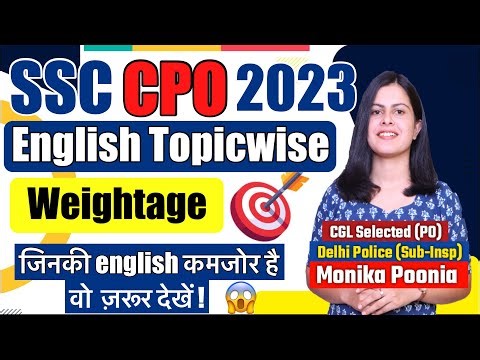 English Topicwise Weightage in SSC CPO 2023 | Most Important Topic for SSC CPO | English for SSC CPO
