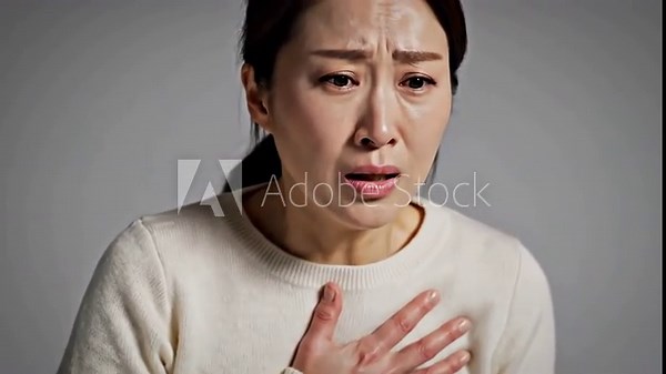 Emotional Expression: A Sequence Of Woman?s Face Showing Pain And Discomfort, Dramatic Moments
