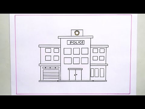 Police Station Drawing || How to Draw Police Station Drawing || Easy Police Station Drawing