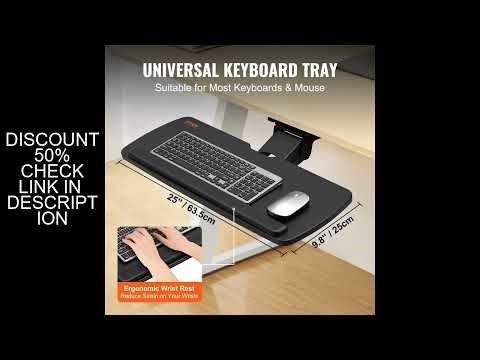 SucceBuy Keyboard Tray under Desk Adjustable Height & Angle Keyboard Tray Slide out & Holder for Typ