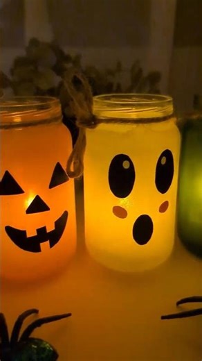 💀 Halloween Jar Lanterns DIY ✨ | Easy Spooky Craft for Kids #shorts_video