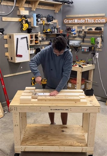 Looking for a project this weekend? Plans for this workbench are available on my website linked in my bio #woodworking #diy #storagesolutions