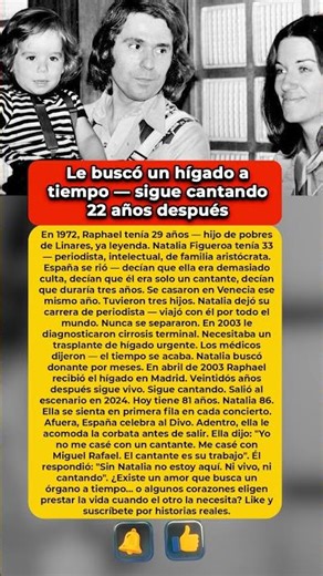 Le buscó un hígado a tiempo — sigue cantando 22 años después #Raphael #AmorEterno #Sacrificio