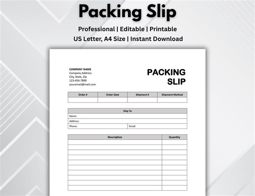 Editable Packing Slip Template. Customer Packing Slip. Printable Delivery Sheet. Packing Receipt. Google Docs & MS Word. Instant Download - Etsy