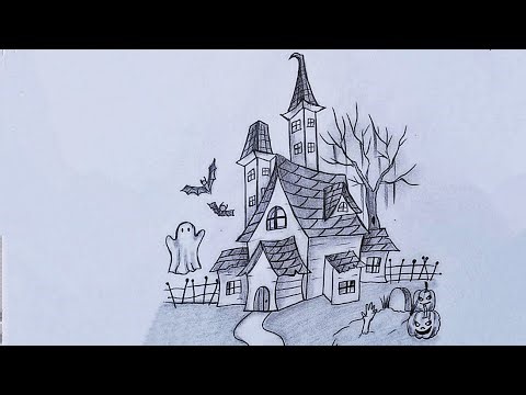 Halloween 2025 - Hunted House Drawing || Easy for Beginners