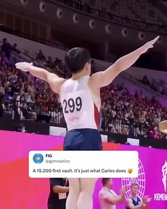 2.3M views · 46K reactions | CONGRATULATIONS, GOLDEN BOY磊朗 Carlos Yulo never fails to amaze the crowd after scoring a 15.200 on his first vault attempt, allowing him to secure the gold medal at the 53rd FIG Artistic Gymnastics World Championships in Jakarta, Indonesia! #ARTWorlds2025 #Gymnastics  FIG | One Sports | Facebook