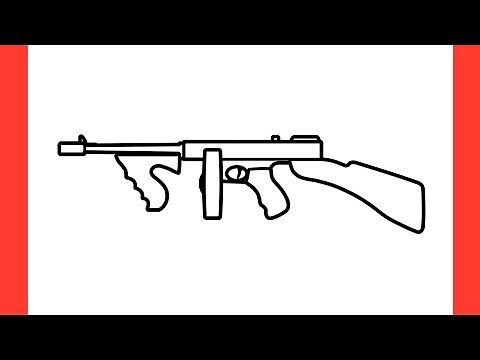 How to draw a THOMPSON submachine gun / drawing Tommy gun step by step