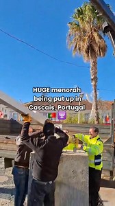 18K views · 660 reactions |  Check out this giant menorah going up in Portugal! Some special chanukah light is going up with this giant menorah in Cascais, Portugal. | Chabad.org | Facebook