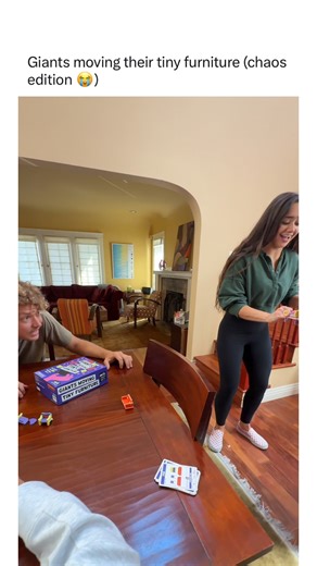 Moving tiny furniture in 10 seconds is harder than it sounds 😅 #giantsmovingtinyfurniture #gamenight | Exploding Kittens