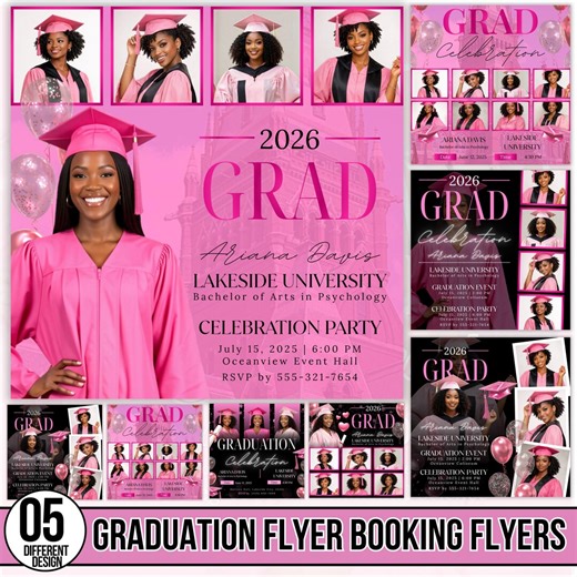Graduation Party Flyer Canva Design, Graduation Flyer Template, Senior grad flyer DIY Invitation