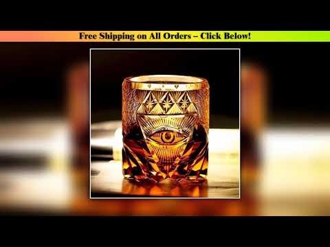 Eye Of God Edo Kiriko Wine Glass Hand Cut Amber Crystal Whiskey Cup Power Symbol High End Brandy