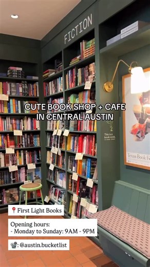 One Thousand Libraries 📖 on Instagram: "Video by @austin.bucketlist - Housed in a former post office, First Light Books is a haven where books, coffee, and community meet under one roof. With a curated selection spanning poetry, nature, music, and indie picks, the shop doubles as a café and wine bar, perfect for quiet browsing or vibrant conversations. 📍@firstlightbooks, 4300 Speedway Unit 104, Austin, TX 78751, United States Opening hours: - Monday to Sunday: 9AM - 9PM Video Credit: @austin.b