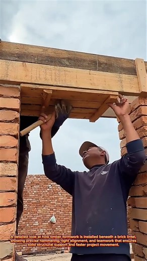 Precision Timber Formwork Setup for Strong Brick Lintel Support