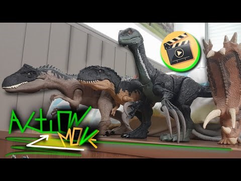 Action Move Therizinosaurus vs Allosaurus vs Mapusaurus | Jurassic World Mattel Dinosaurs Toys Movie