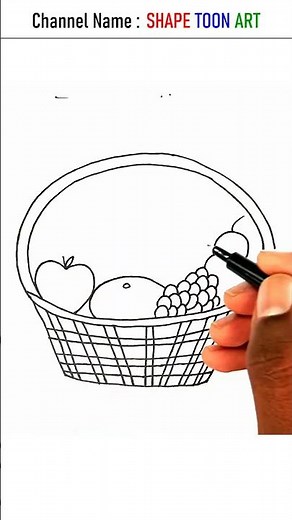 Fruit Basket drawing easy - #shorts #fruitbasket #fruits #basket #drawing #howtodraw #shapetoonart
