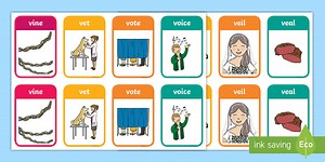 Initial 'v' Sound Playing Cards