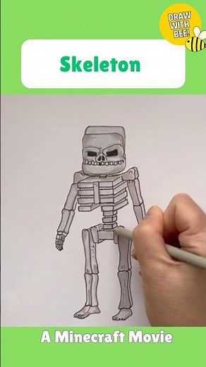 Draw a MINECRAFT SKELETON 💀 A Minecraft Movie #kidsart #minecraft #minecraftskeleton