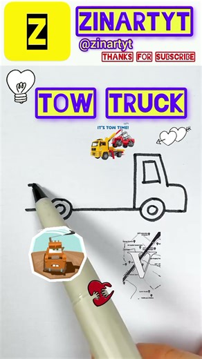 Tow Truck Drawing✨ || How To Draw Tow Truck 😱 EASY Step #art #truck #drawing #shorts