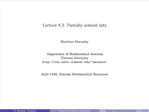 Discrete Mathematical Structures, Lecture 4.3: Partially ordered sets