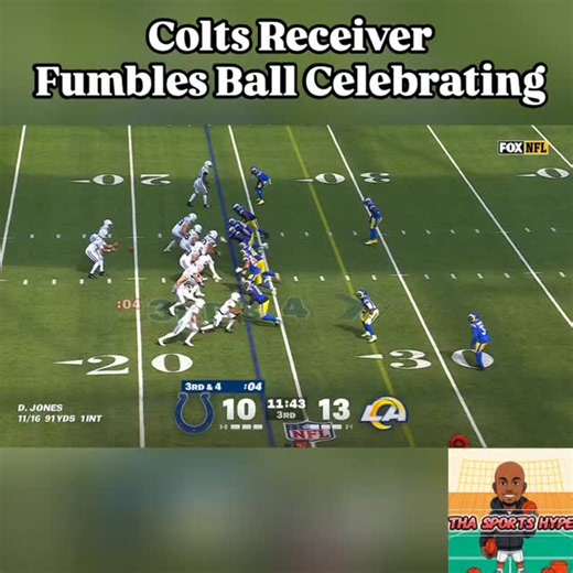 Tha Sports Hype 🏀⚾️🏈🥊 on Instagram: "Adonai Mitchell fumbles the ball celebrating. The ball is out before it crosses the goal line and results in a touchback #indianapoliscolts #coltsfootball #losangelesrams #ramsfootball #thasportshype #nflhighlights #uhoh #blooper #sundayfootball #cmon #whatareyoudoing #fumble"