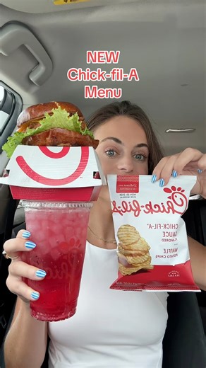 2.8M views · 10K reactions | Trying Chick-fil-A’s NEW Fall Menu Items 泌凜磻 -NEW Pretzel Cheddar Club Sandwich -NEW Cherry Berry & Sprite -NEW Sauce Flavored Waffle Potato Chips #chickfila #newfood #newfastfood #foodreview #tastetest | Sarah Margaret Eats | Facebook