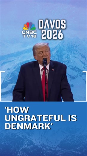 'How ungrateful is Denmark,' US President Donald Trump said at Davos, arguing that only the United States can defend Greenland. Citing World War II, Trump said US forces protected the island at great cost, calling it a strategic 'big, beautiful piece of ice' saved from America’s enemies. #Trump #DonaldTrump #US #Greenland #Denmark #WEF26 #Davos2026 #WorldEconomicForum #SpiritOfDialogue #CNBCTV18Digital #DavosWithCNBCTV18 #WEF | CNBC-TV18
