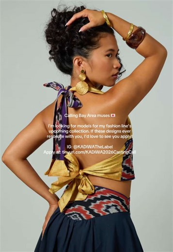 Calling Bay Area muses 💌 I'm looking for models for my fashion line's upcoming collection. If these designs ever resonate with you, I'd love to see you apply! IG: @KADIWATheLabel Apply at: tinyurl.com/KADIWA2026CastingCall