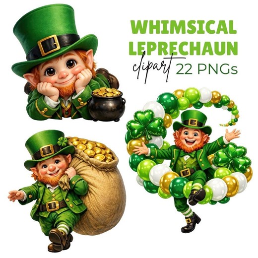 Whimsical Leprechaun Clipart, Funny St. Patrick’s Day Graphics (digital Download – 22 PNG) - Etsy